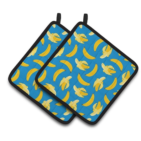 Carolines Treasures Bananas on Blue Pair of Pot Holders BB5149PTHD